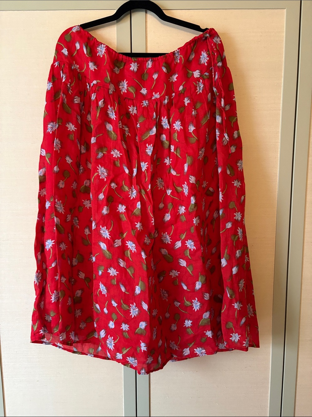 Red floral drawstring J. Crew midi
